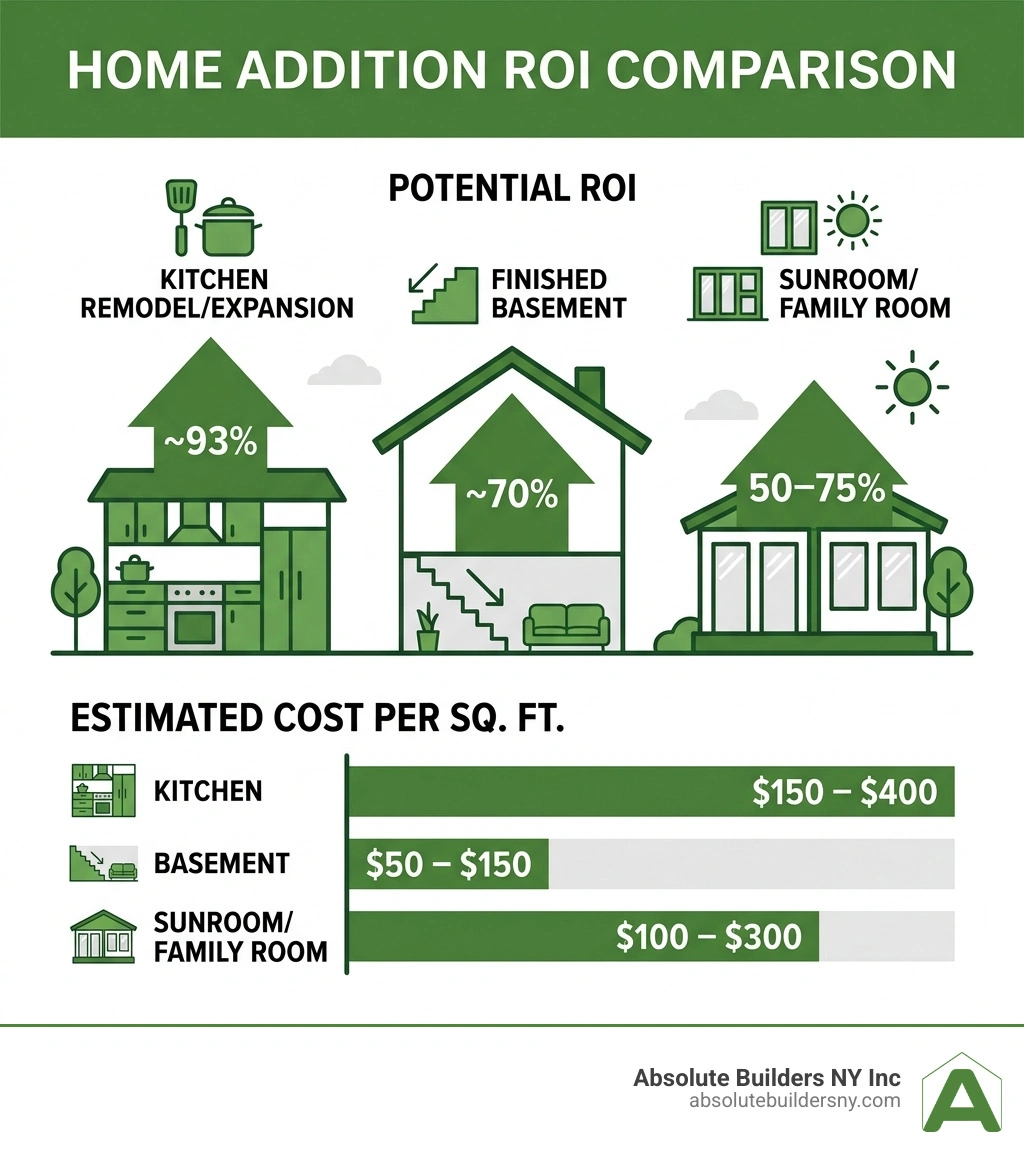 infographic comparing ROI of different home additions like kitchens and basements infographic infographic comparing ROI of different home additions like kitchens and basements infographic