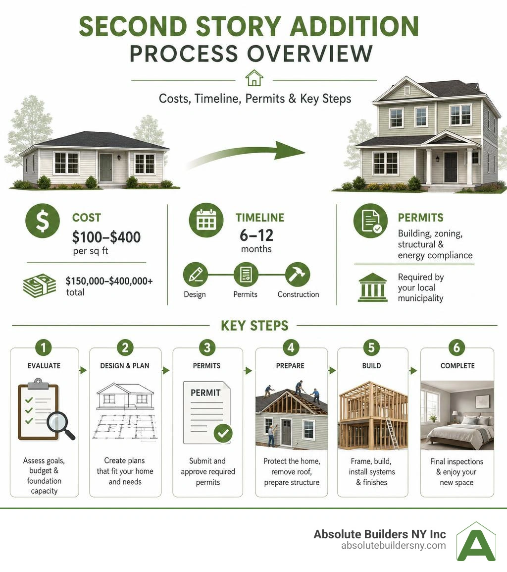 Infographic: second story addition process overview — costs, timeline, permits, and key steps infographic Infographic: second story addition process overview — costs, timeline, permits, and key steps infographic