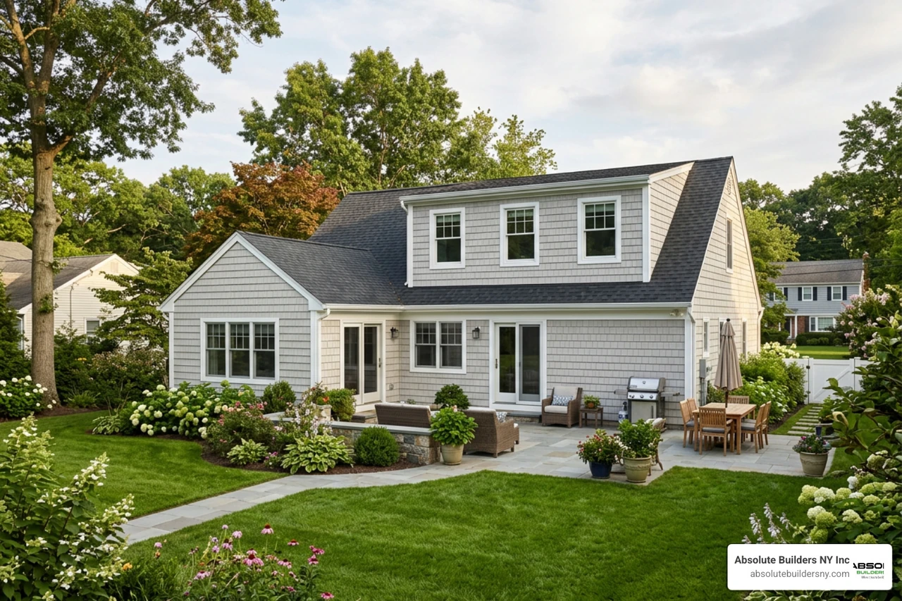 A beautiful Long Island ranch home featuring a newly completed rear dormer addition that blends seamlessly with the original A beautiful Long Island ranch home featuring a newly completed rear dormer addition that blends seamlessly with the original