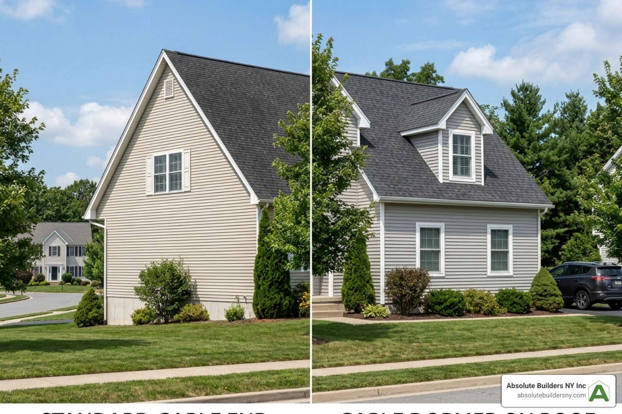 comparison of a gable dormer vs a standard gable end comparison of a gable dormer vs a standard gable end