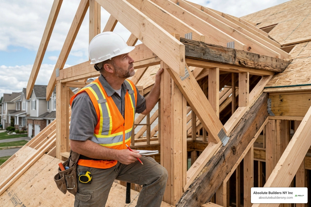 licensed builder inspecting structural framing for a dormer extension licensed builder inspecting structural framing for a dormer extension