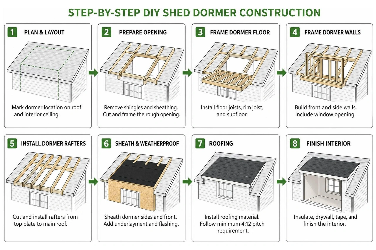 Step-by-step dormer construction sequence Step-by-step dormer construction sequence