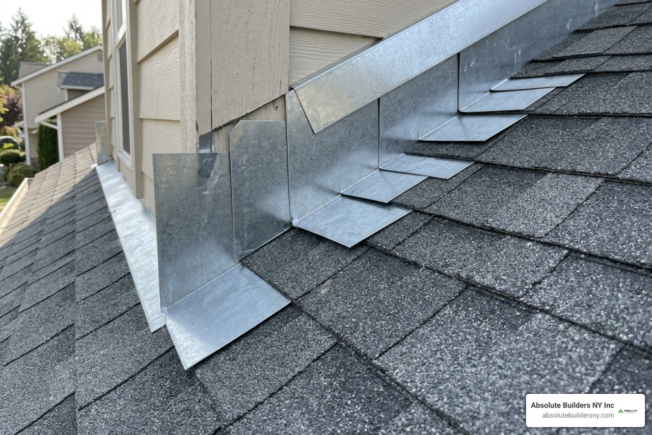 Dormer cheek step flashing and counter flashing installation Dormer cheek step flashing and counter flashing installation