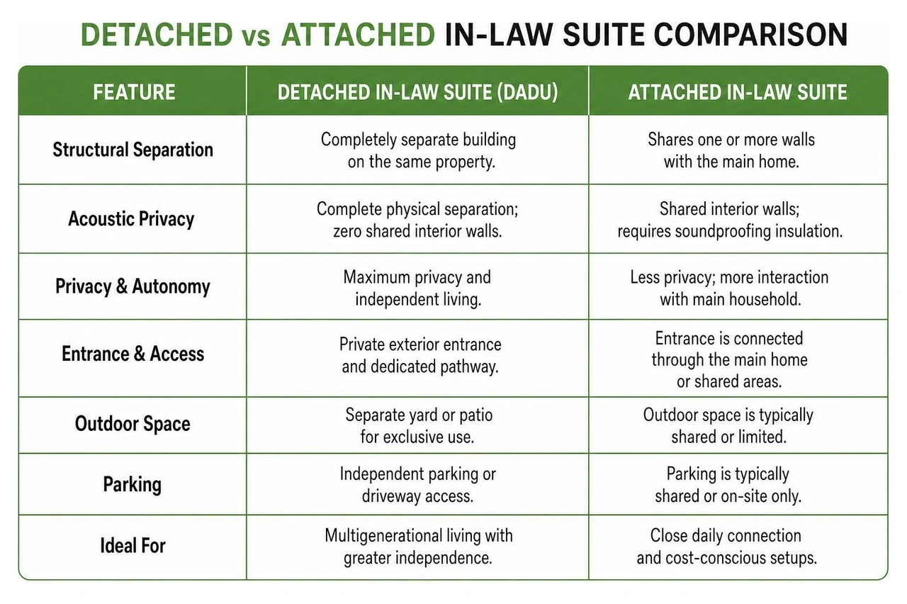 Detached vs Attached In-Law Suite Comparison Detached vs Attached In-Law Suite Comparison