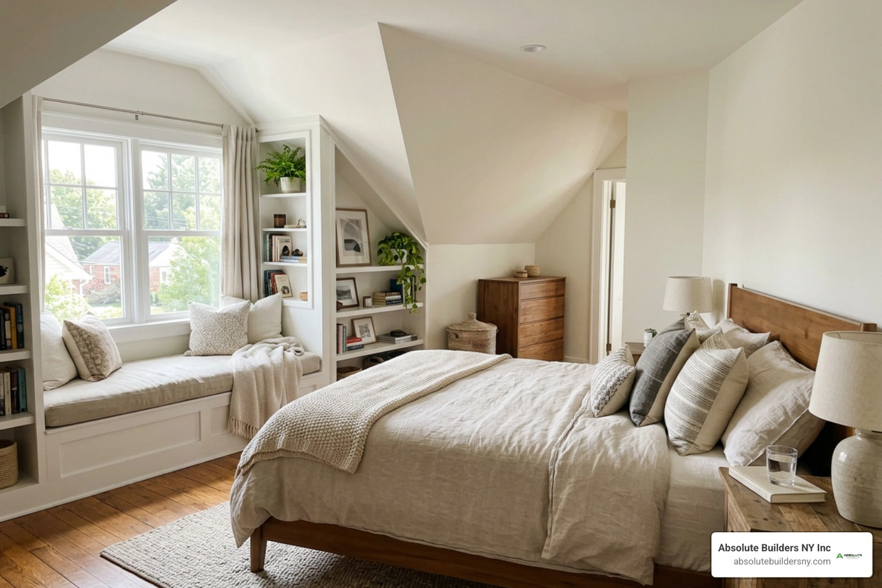 Master bedroom suite with dormer window styling Master bedroom suite with dormer window styling