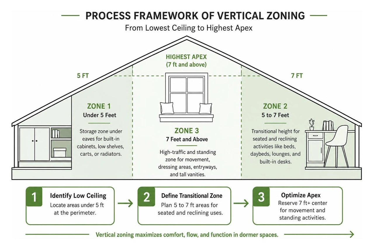 Process framework of vertical zoning from lowest ceiling to highest apex Process framework of vertical zoning from lowest ceiling to highest apex