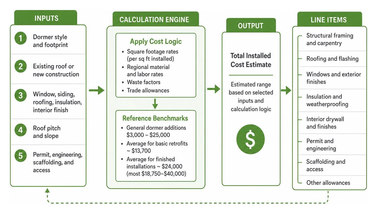 dormer cost calculation workflow from inputs to line items dormer cost calculation workflow from inputs to line items