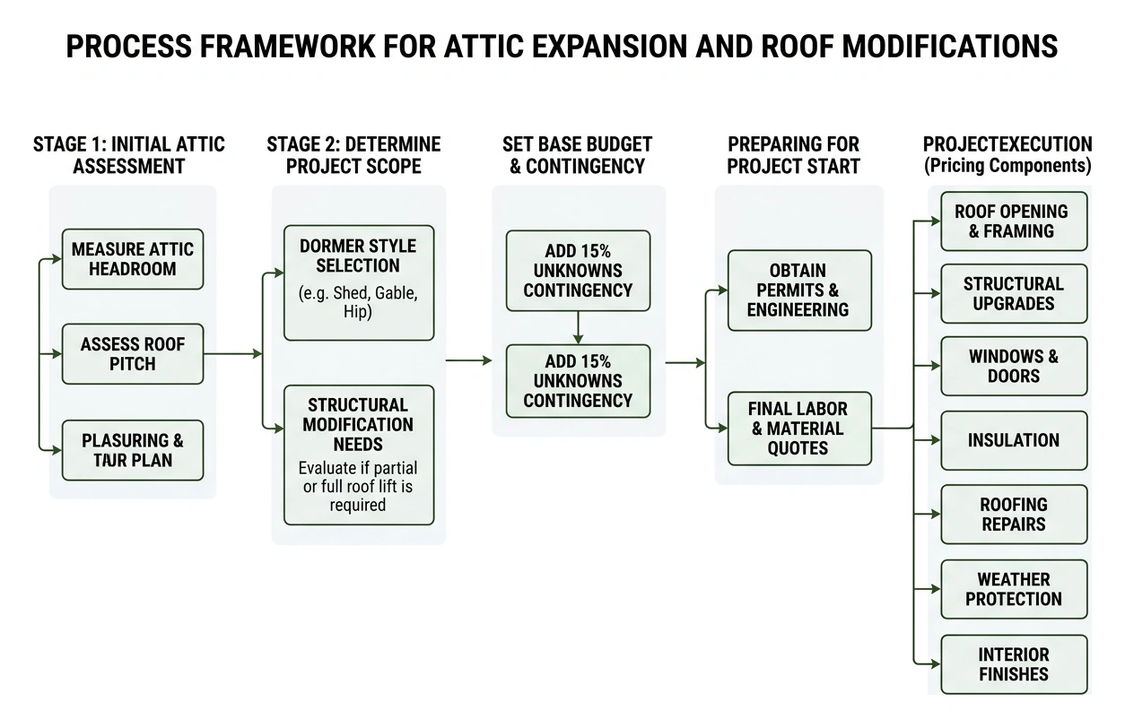 Process framework for attic expansion and roof modifications Process framework for attic expansion and roof modifications