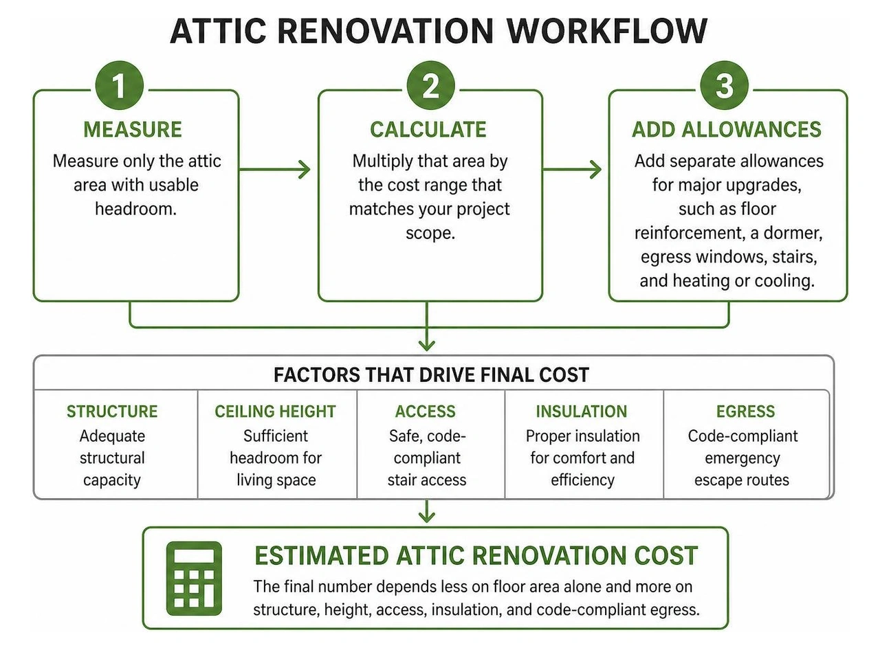 Attic renovation workflow diagram Attic renovation workflow diagram