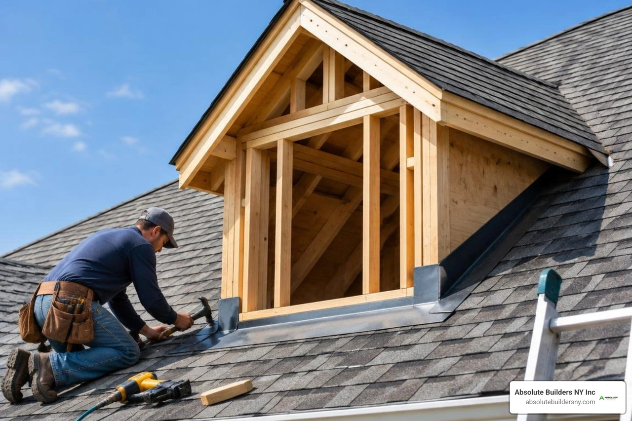 Dormer roof framing and step flashing installation Dormer roof framing and step flashing installation
