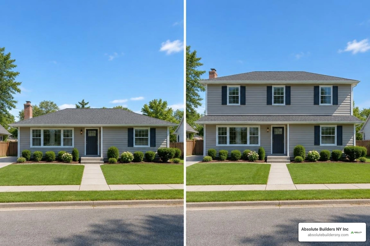 full pop-top versus partial second floor exterior elevation comparison full pop-top versus partial second floor exterior elevation comparison