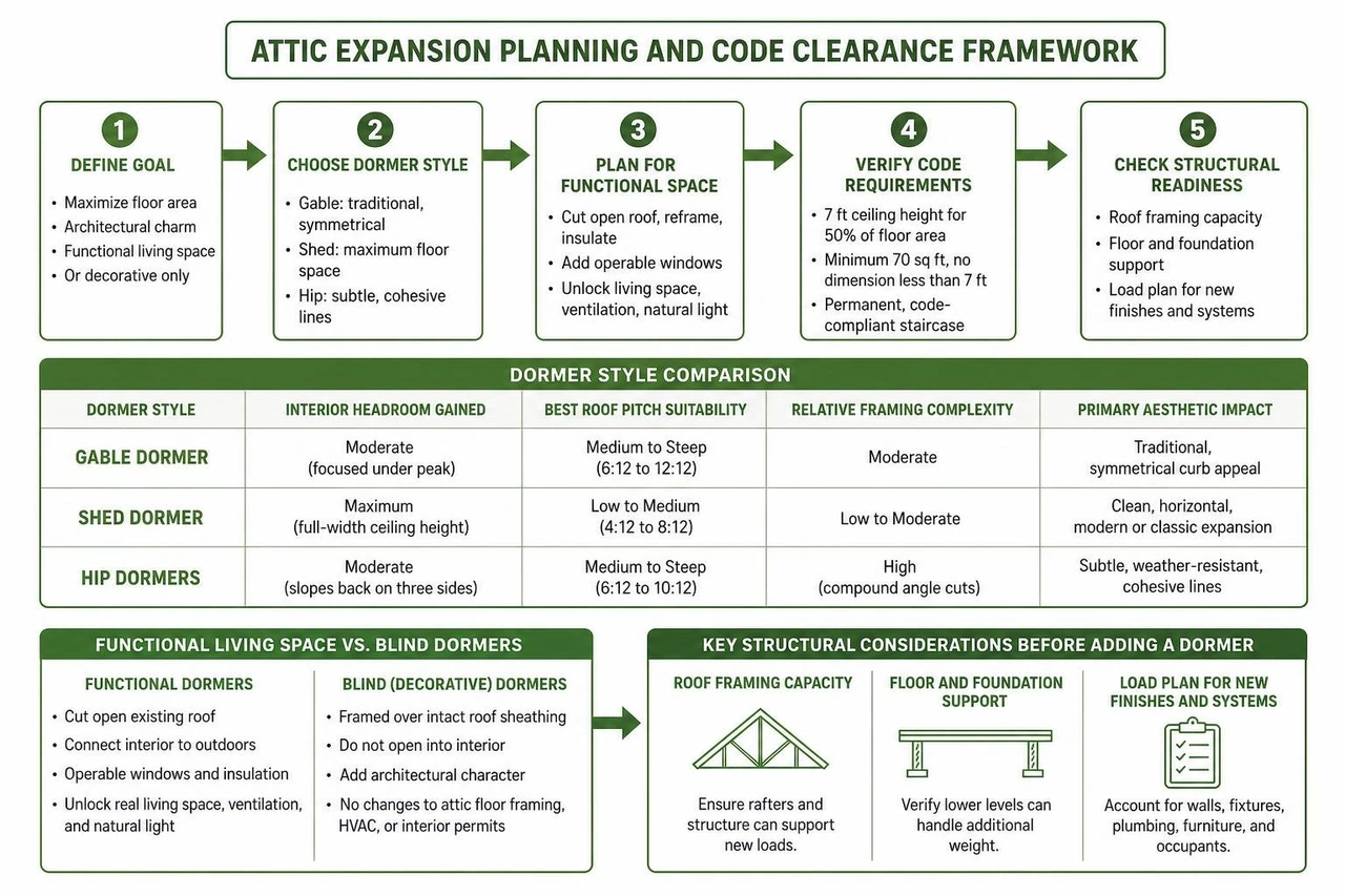 attic expansion planning and code clearance framework