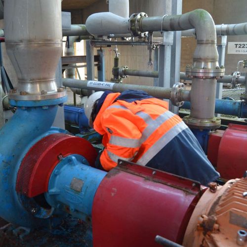 Cleaning and Inspection inside empty anaerobic digester tank