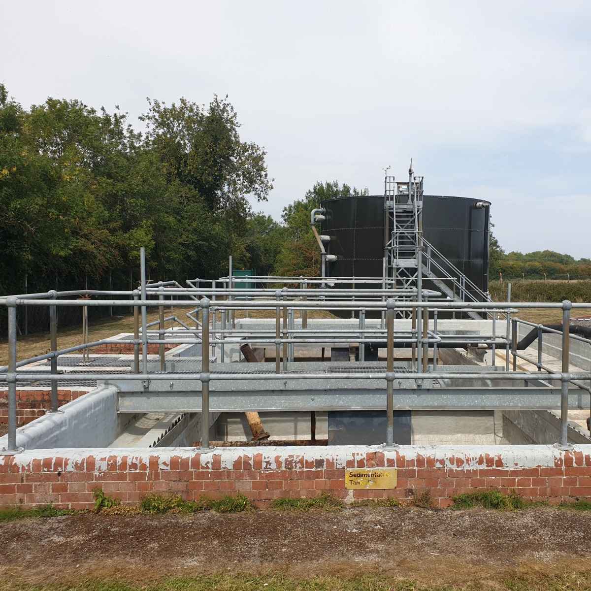 Photo of cleaned and refurbished sedimentation tank at wastewater treatment plant