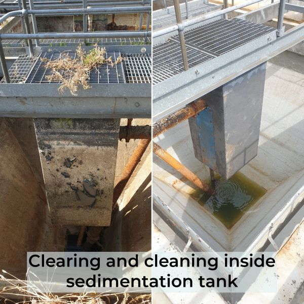 Before and after images of long idle wastewater treatment plant refurbishment