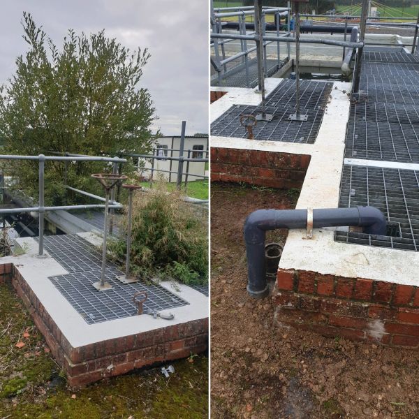 Before and after images of long idle wastewater treatment plant refurbishment