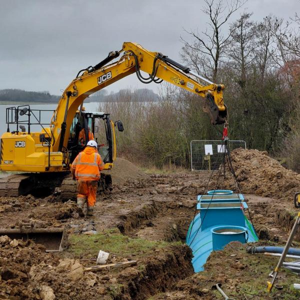 Installation of underground package treatment plant and control panel