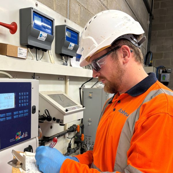 Plant Operator at work on wastewater treatment plant
