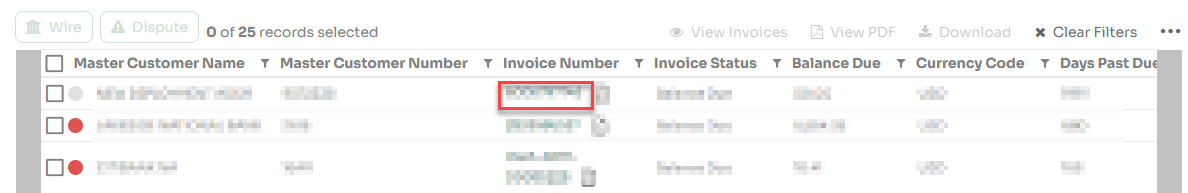 Click invoice number