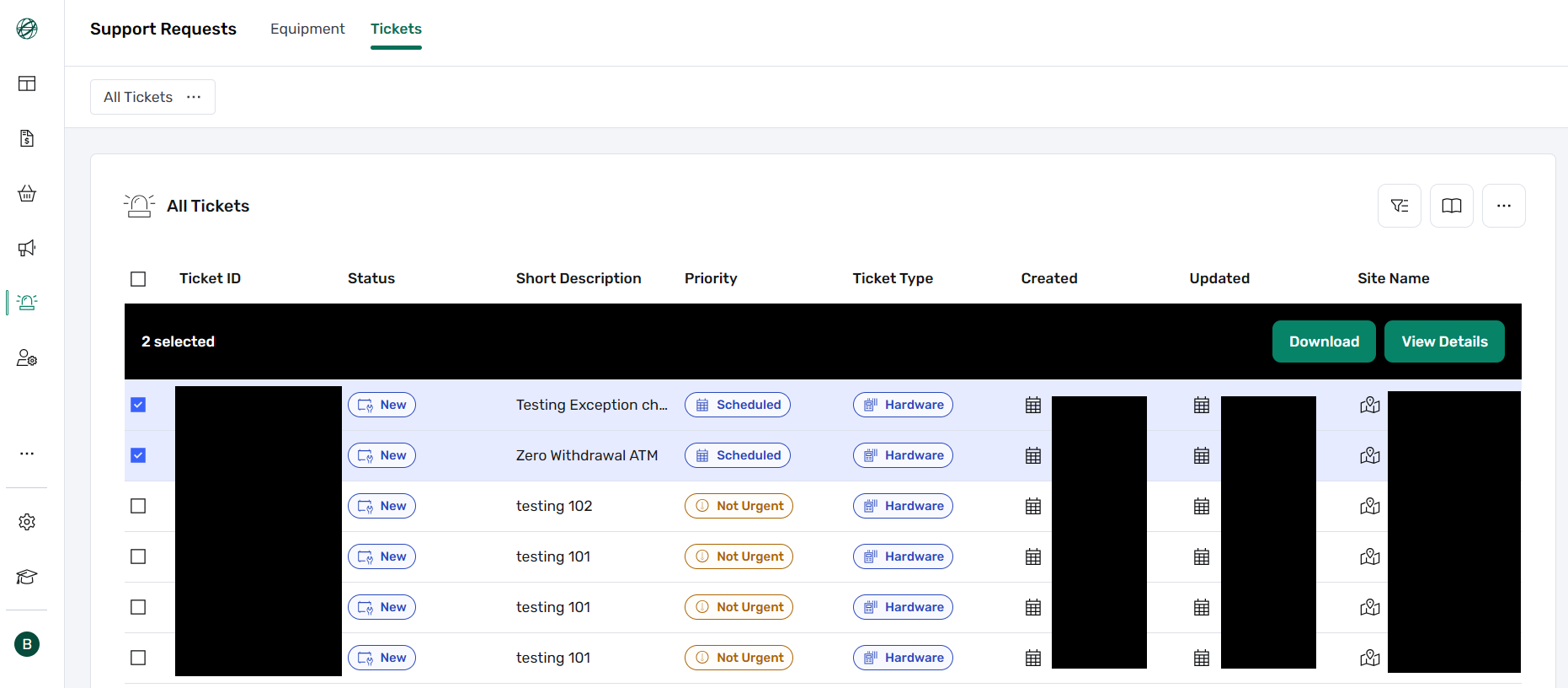 Tickets Tab Ticket Download screenshot