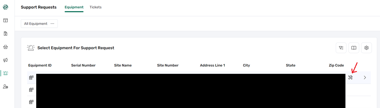 Create Support Request screenshot