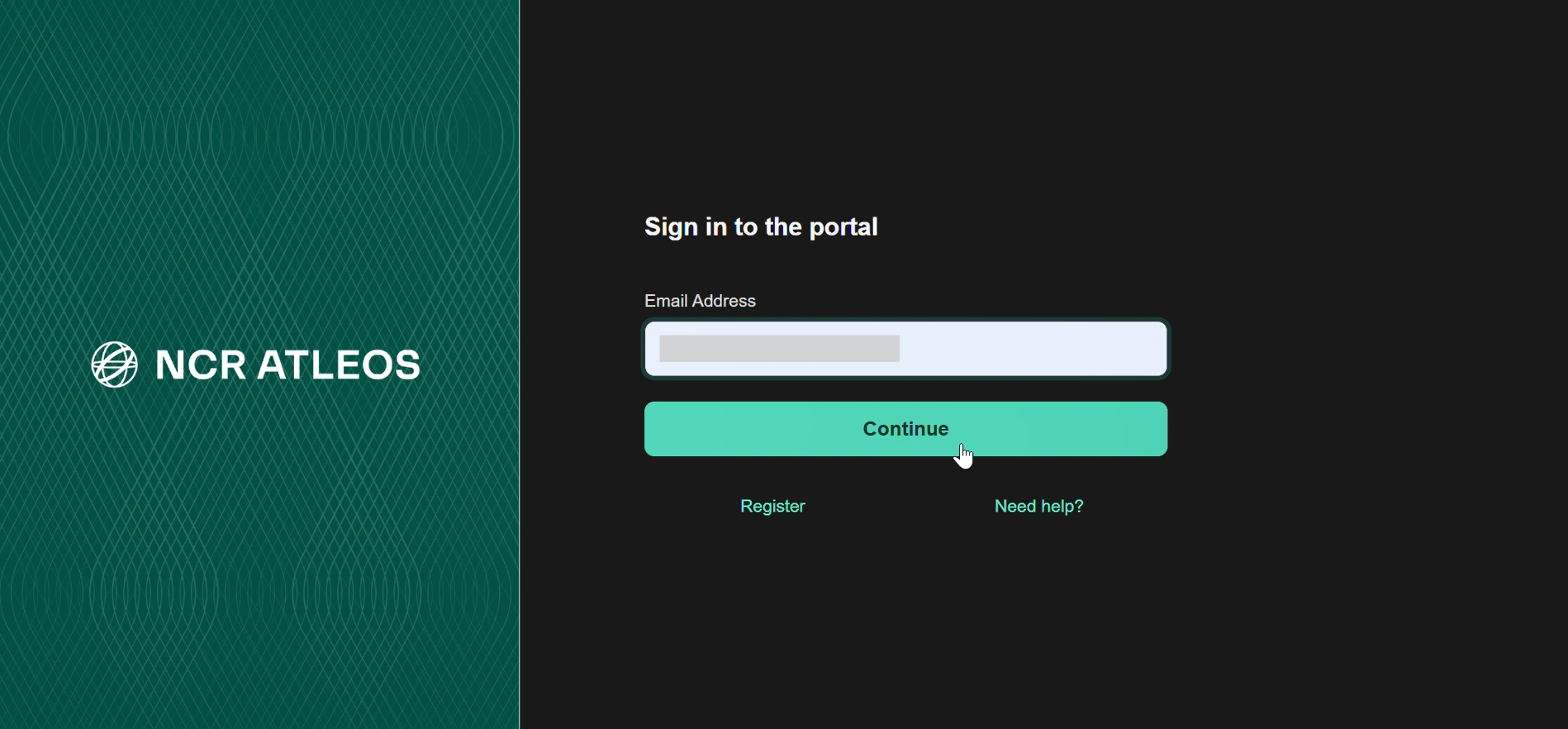 Initial account setup - enter email address
