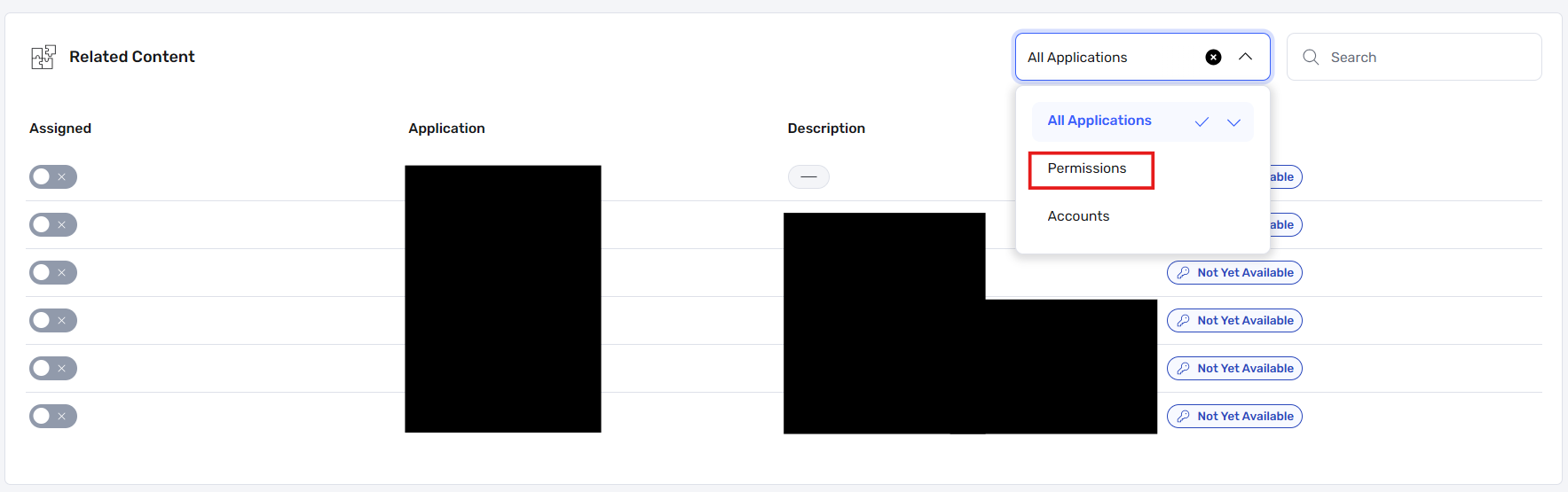 Permissions Dropdown