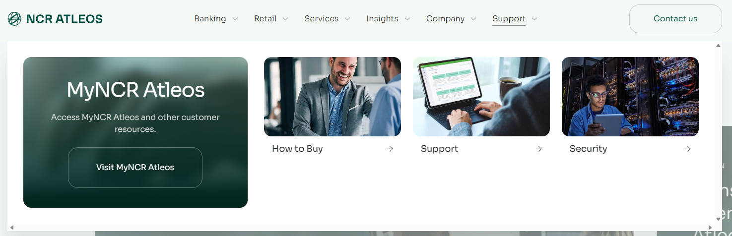 NCR Atleos Homepage Navigation