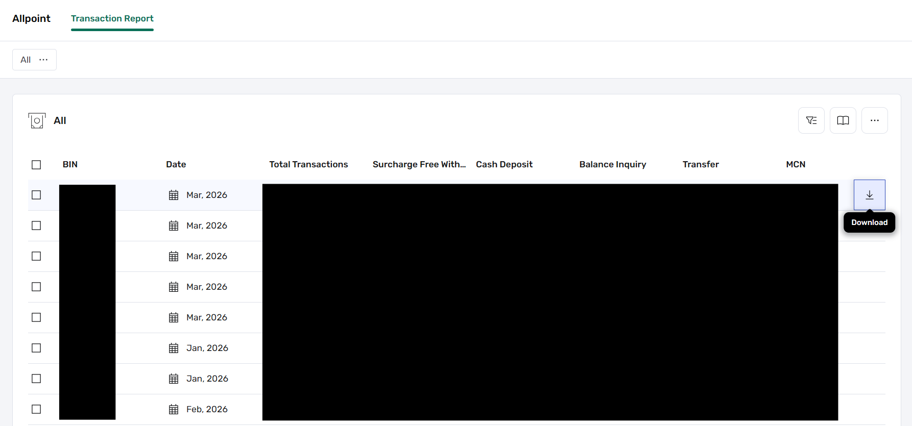 Full Transaction Report View