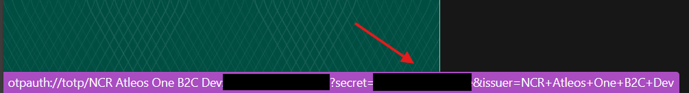 Browser popup showing secret key URL