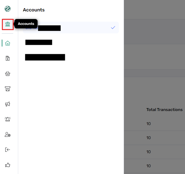 Accounts button in the portal navigation bar
