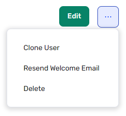 Expanded three-dot menu on a user's profile page showing the Delete option