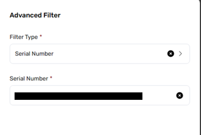 Multiple serial numbers search separated by commas