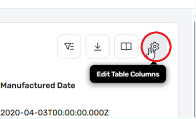 Edit Table Columns interface