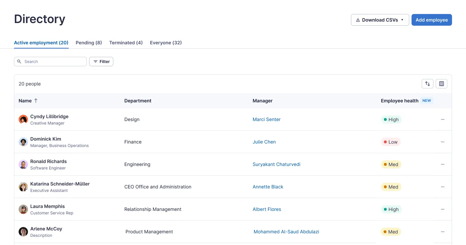 UI for Employee Health