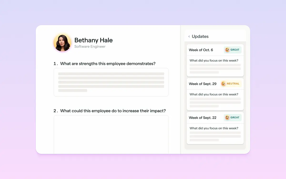 UI of Lattice Performance Reviews