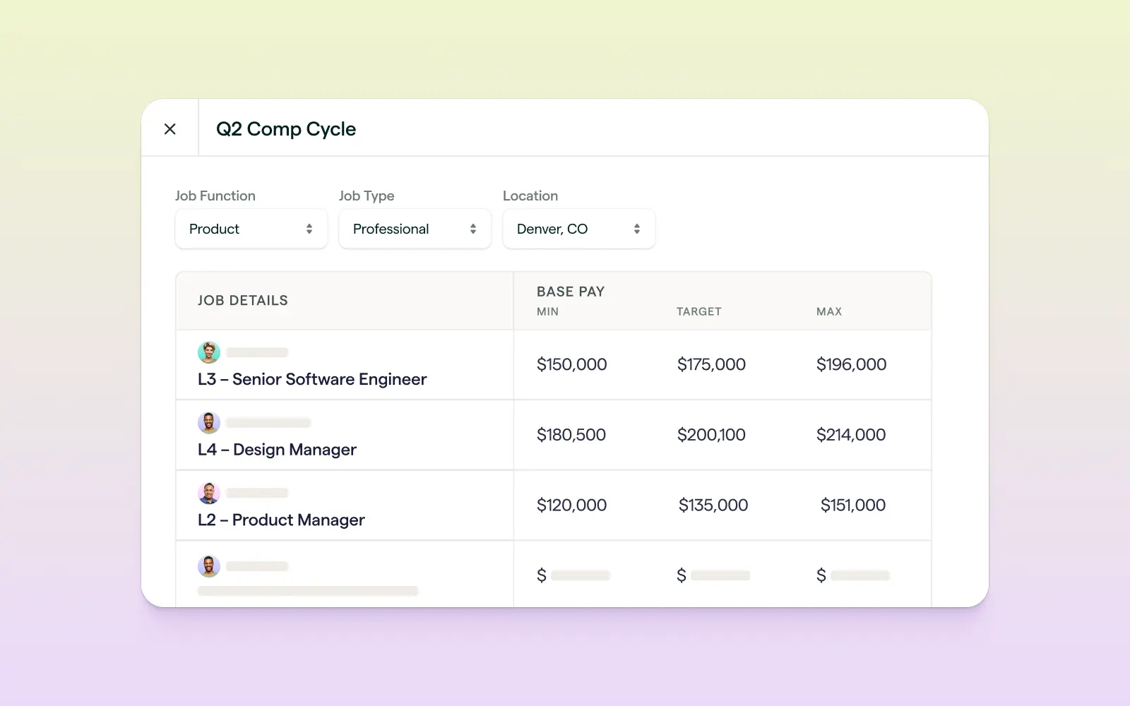 Lattice Compensation platform UI showing compensation cycle management and approval workflows.