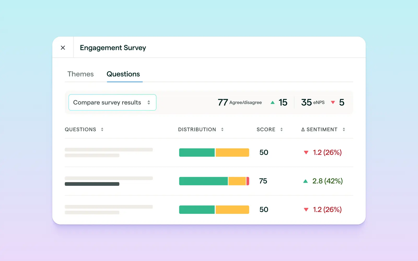 Lattice Engagement platform UI showing survey benchmarks and industry comparisons.