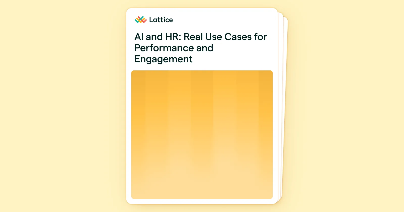 Cover of a Lattice report titled 'AI and HR: Real Use Cases for Performance and Engagement' with a yellow gradient background.