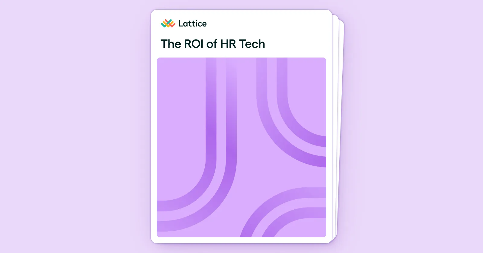 Cover page titled 'The ROI of HR Tech' with Lattice logo and abstract purple curved lines design.