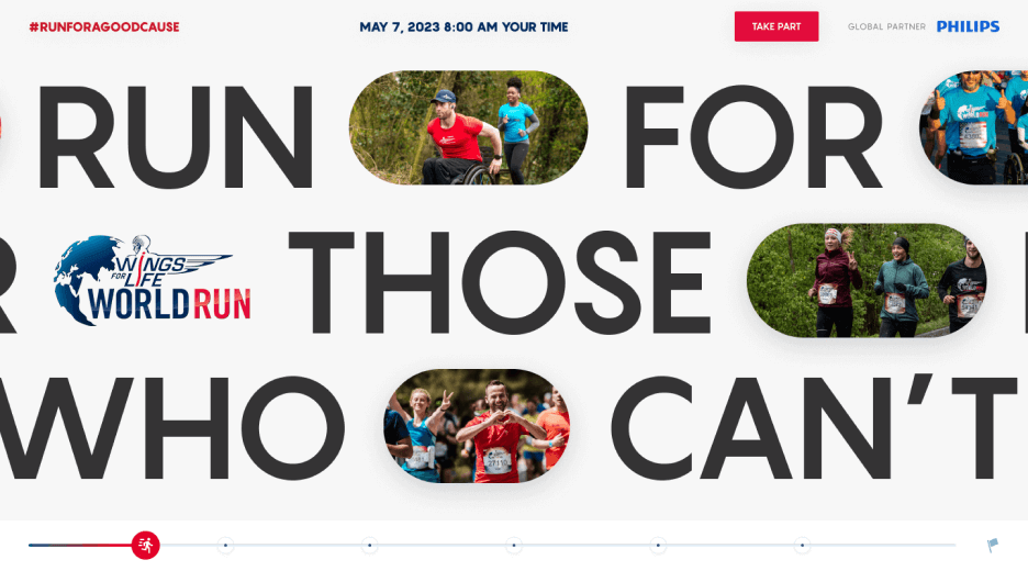 Website screenshot Wings for Life