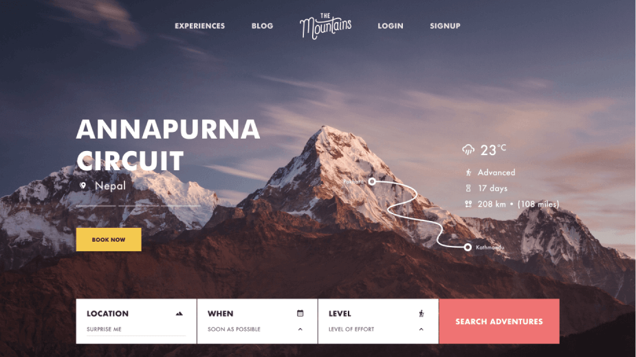 Website screenshot The Mountains