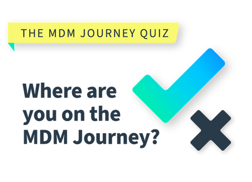 Text reads: The MDM Journey Quiz. Where are you on the MDM Journey? with a blue-green check and black X symbol.