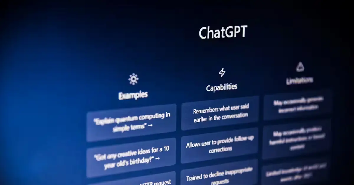 The home screen for ChatGPT.