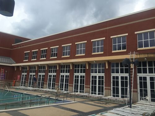 Commercial pressure washing building