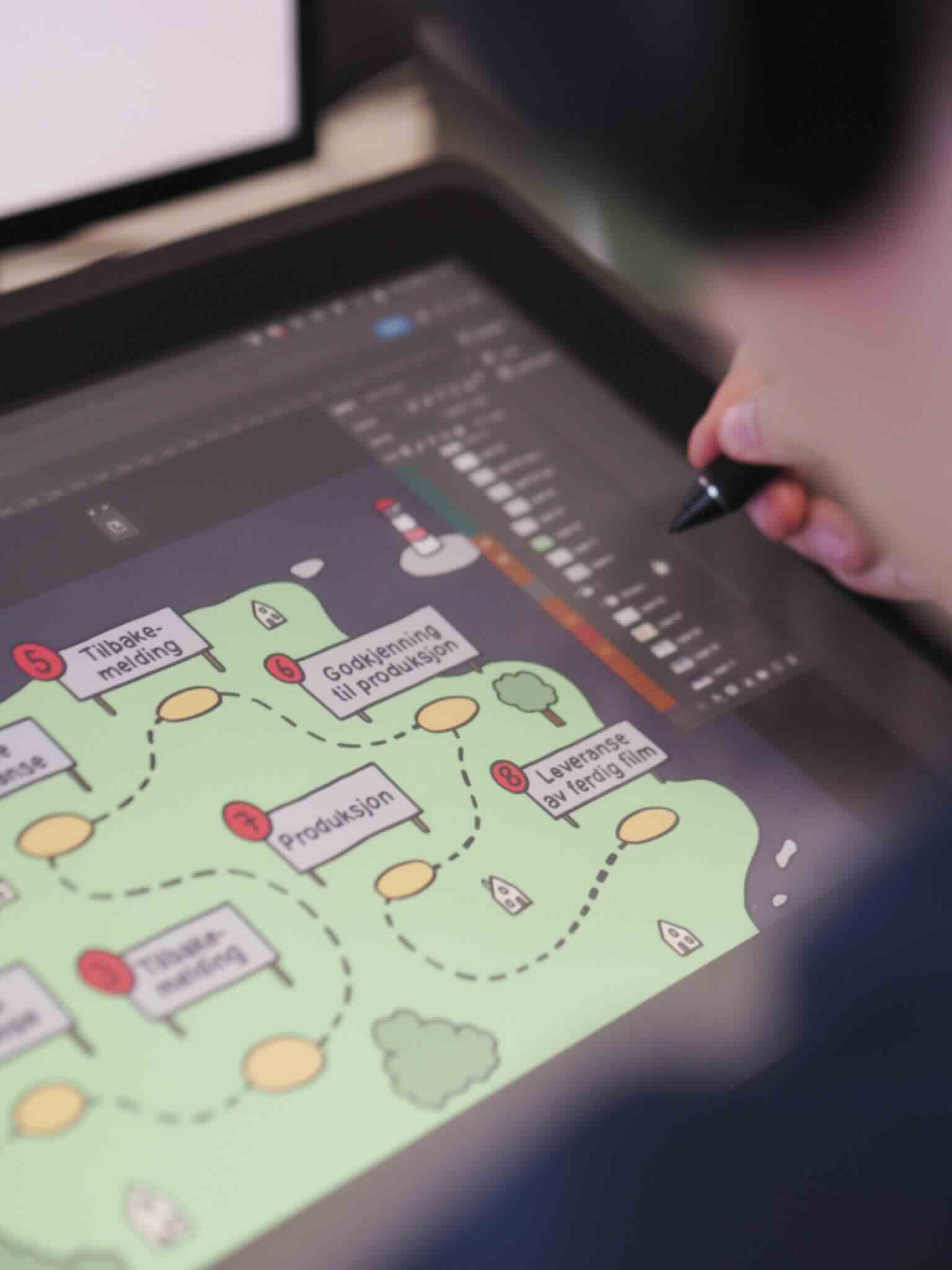 Bilde som viser en illustratør som jobber med en tegnefilm