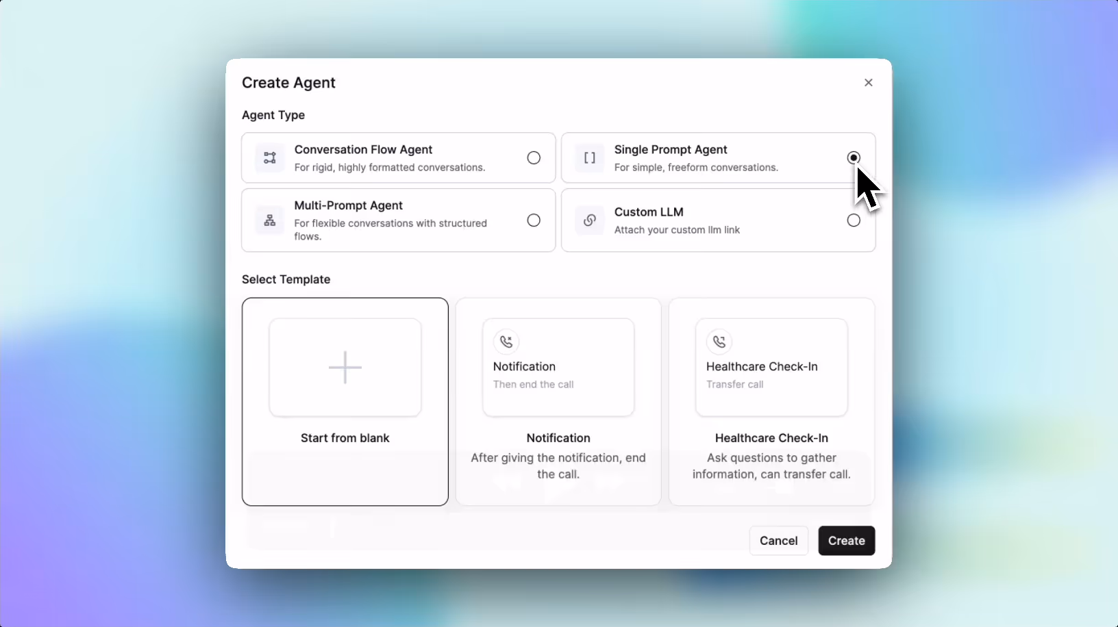 Single Prompt Agent Selection