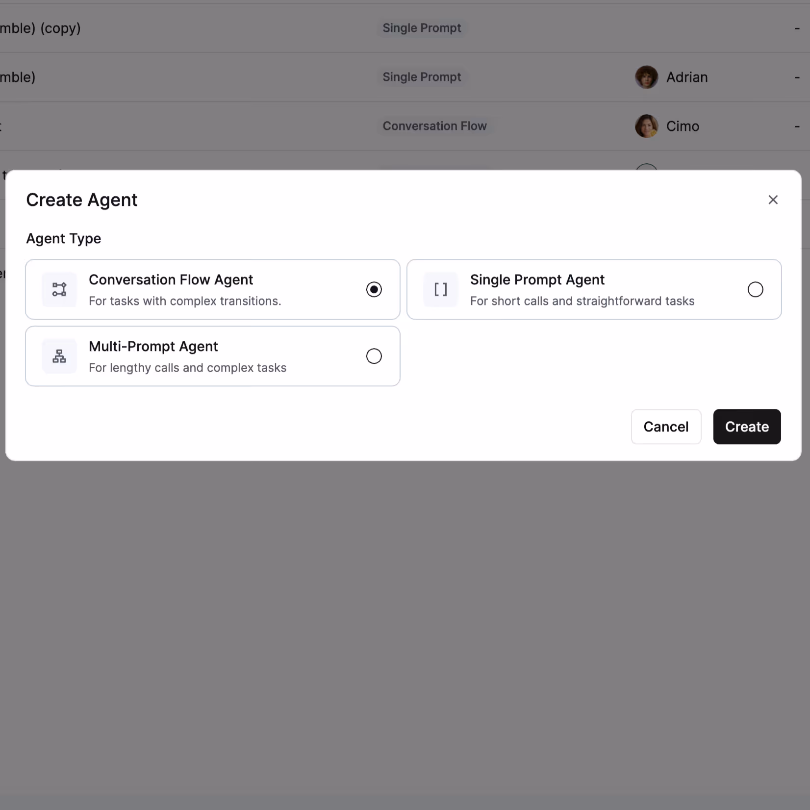 Agent Type Selector