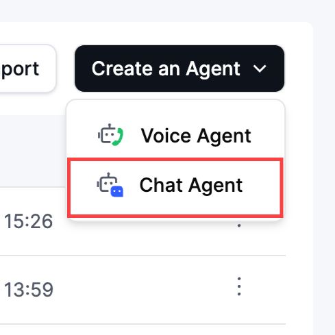 Chat Agent Creation Button