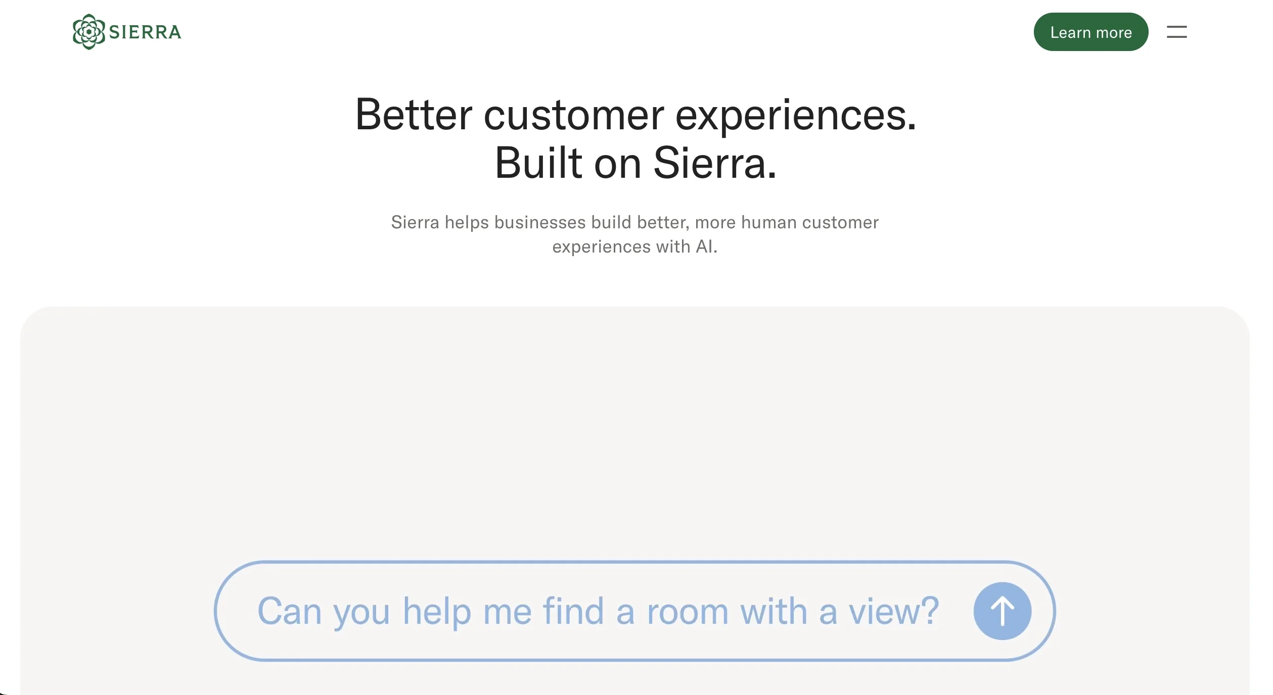 Sierra homepage, an enterprise conversational AI agent platform